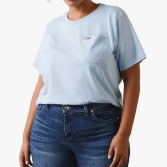 Ariat Women's Rebar CottonStrong Roughneck Graphic T-Shirt size medium blue​ - Picture 2 of 16